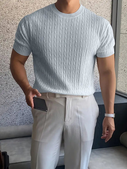 Nino | Maglia a manica corta con trecce girocollo da uomo