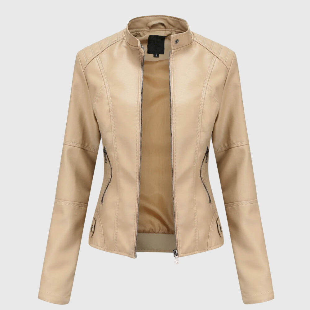 Alice | Giacca in Pelle Donna Con Zip Collo Alto