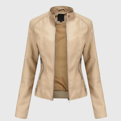Nicoletta | Giacca in Pelle Donna con Zip e Collo Alto