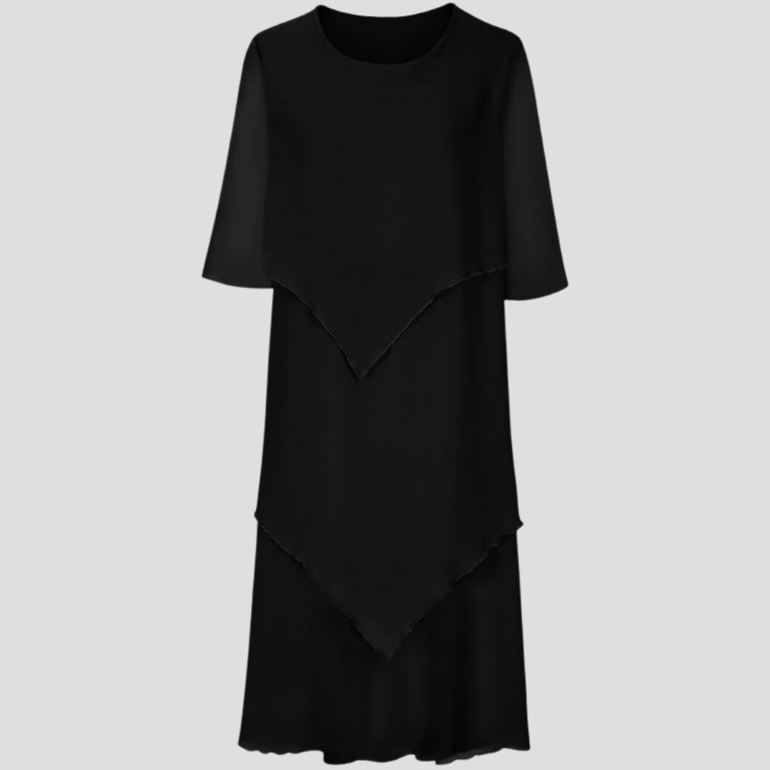 Manuela | Robe Midi Donna da Cerimonia in Mousseline Sovrapposta