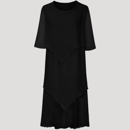 Manuela | Robe Midi Donna da Cerimonia in Mousseline Sovrapposta