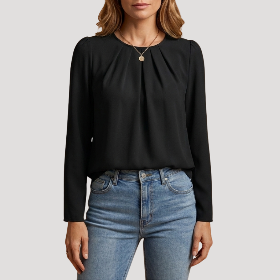Emma | Blusa da Lavoro Donna Plissettata Maniche Lunghe