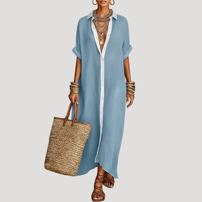 Carine | Abito Lungo Donna Bohemien Collo Camicia Ampio