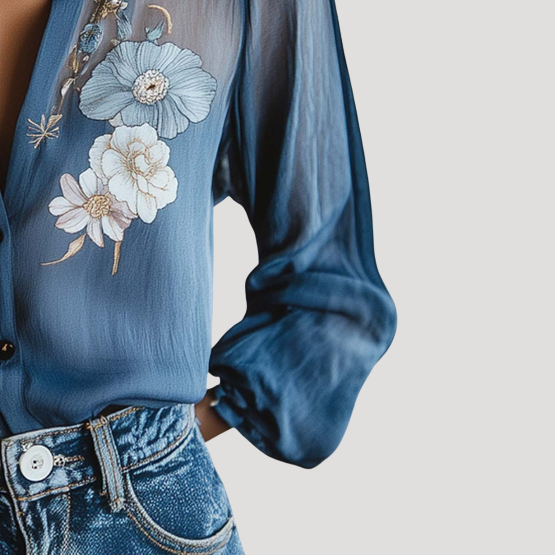 Emily | Blusa Donna Chic Stampa Floreale Maniche Lunghe