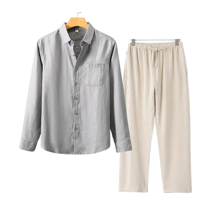 Ernesto | Completo camicia a maniche lunghe e pantaloni con coulisse da uomo