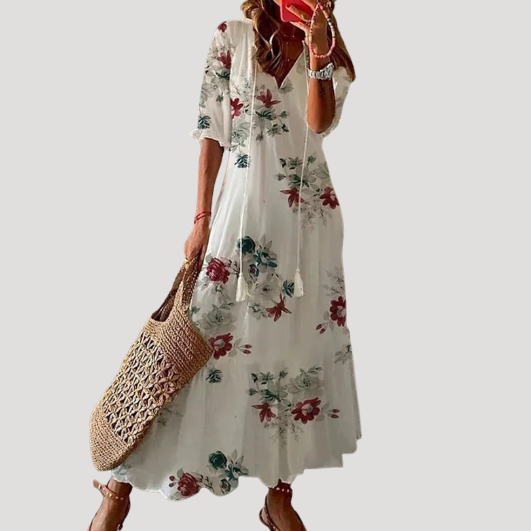 Viola | Abito lungo bohemien fluido