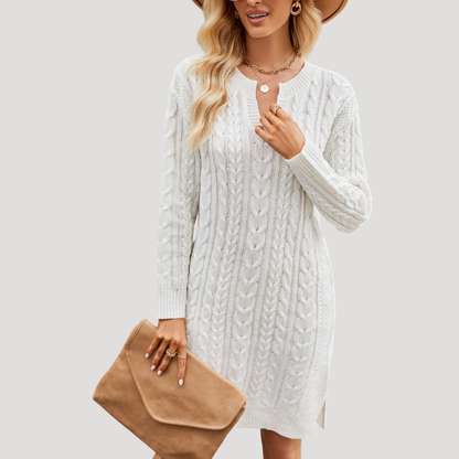 Sarah | Abito Midi Donna in Maglia Intrecciata Maniche Lunghe