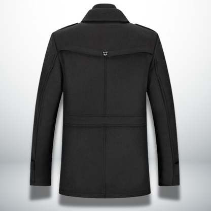 Angelo | Cappotto lungo con doppio strato e collo alto da uomo