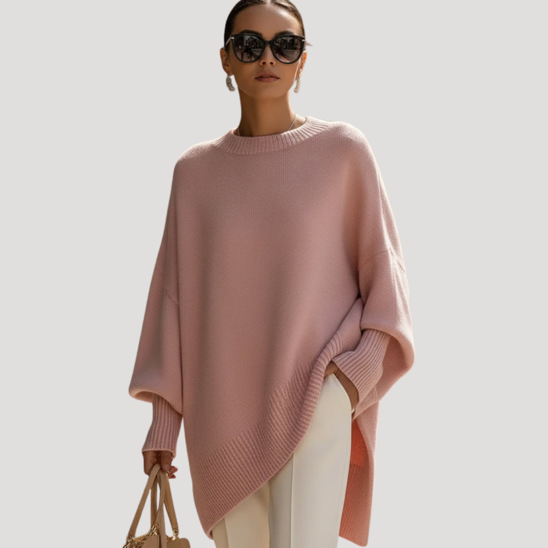 Genevieve | Poncho Donna Asimmetrico Collo Rotondo Elegante