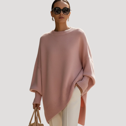 Genevieve | Poncho Donna Asimmetrico Collo Rotondo Elegante