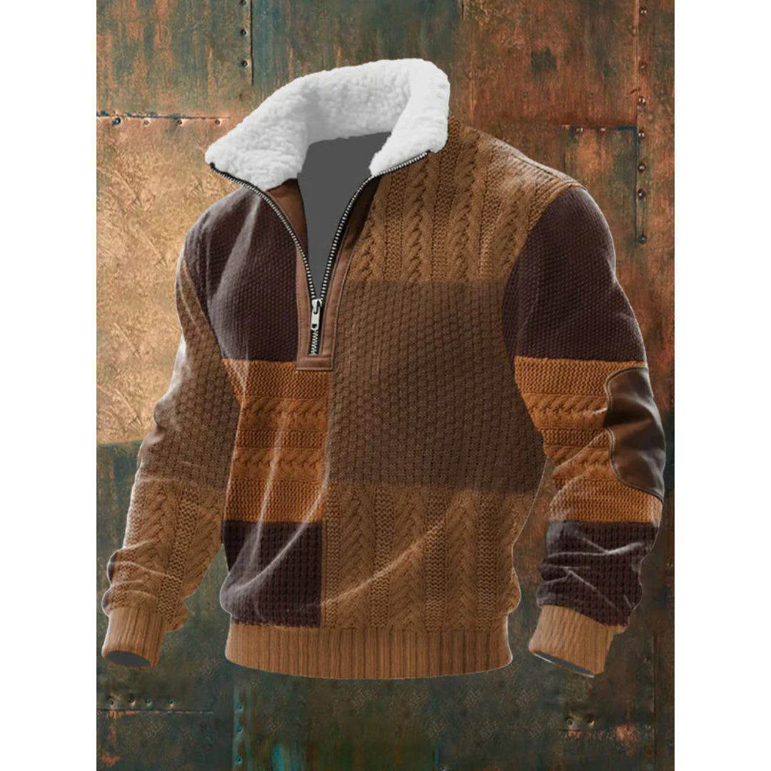 Paride | Maglione con collo alto, zip e collo in pile da uomo