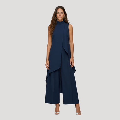 Caterina | Completo Donna Elegante Top Lungo Asimmetrico e Pantaloni Larghi
