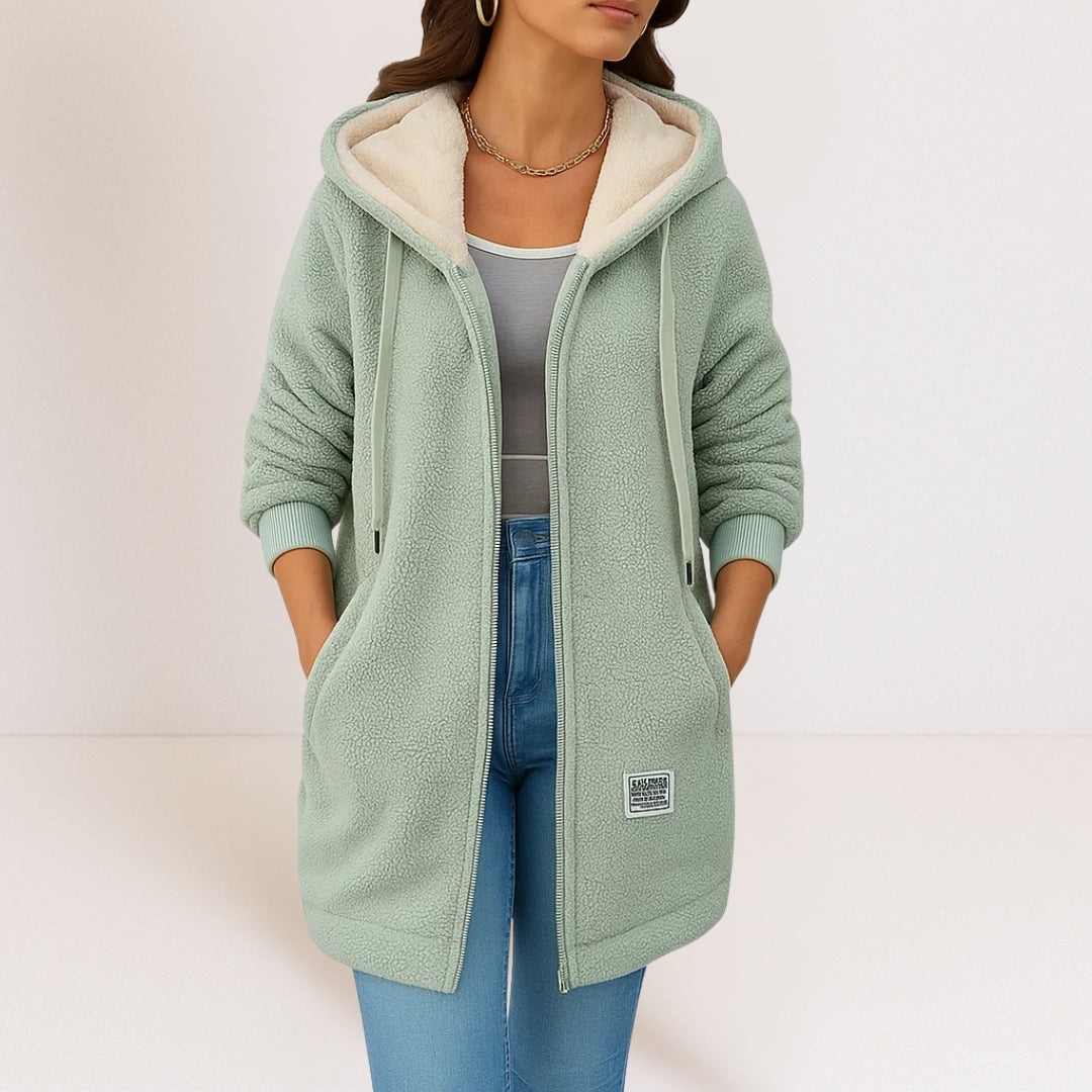 Phoebe | Giacca in pile con cappuccio e zip per donna