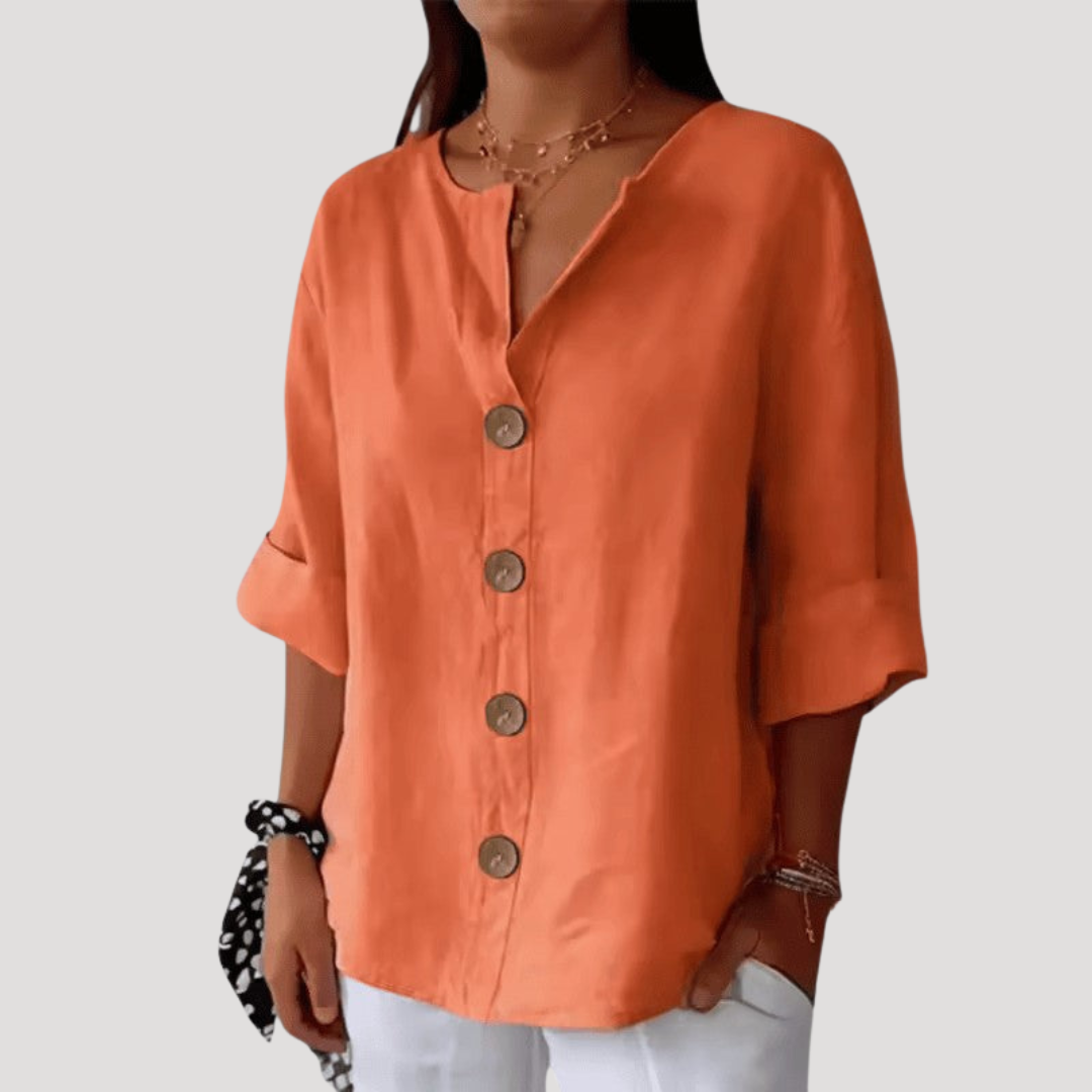 Selena | Blusa Donna Buttonata in Lino Casual