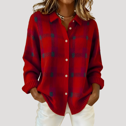 Daniela | Cardigan Donna in Maglia a Quadri Taglio Ampio
