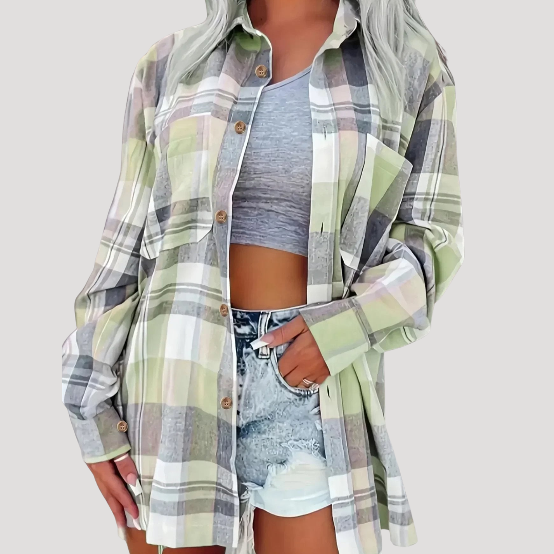 Ester | Camicia Donna a Quadri Bottonata Casual