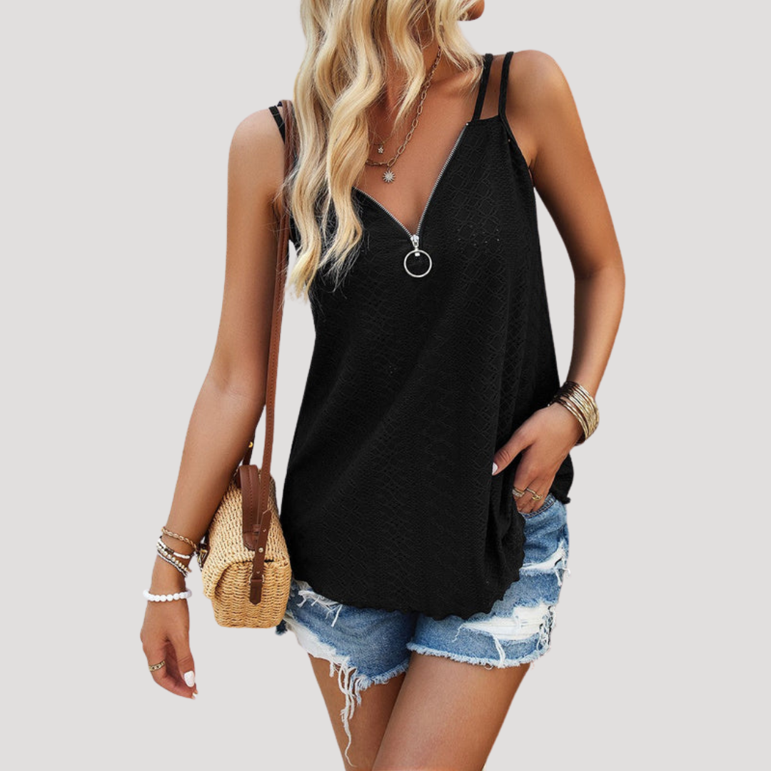 Marie Claire | Top Donna Senza Maniche Col V con Chiusura Lampo