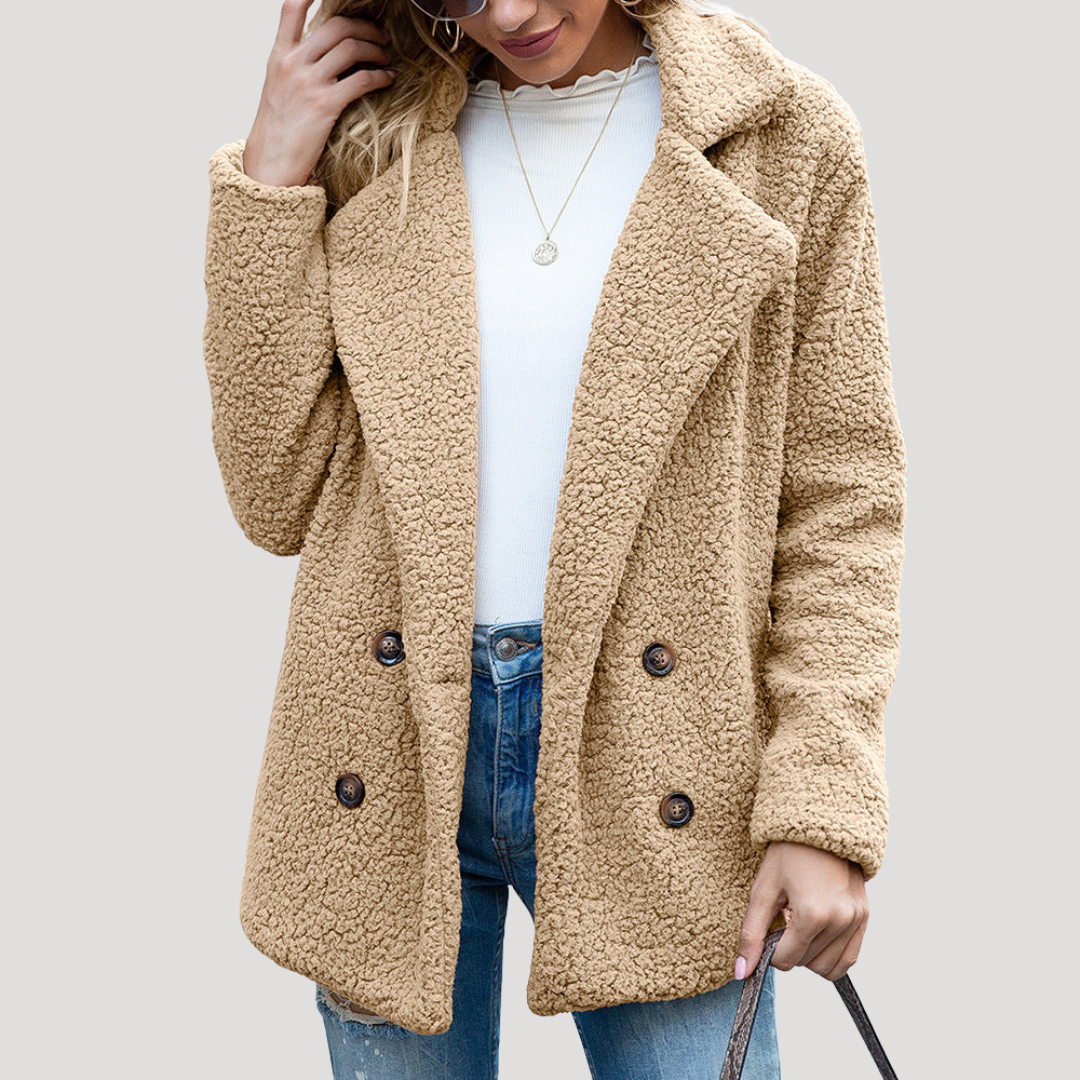 Clemence | Cappotto Teddy Donna Testurizzato con Collo Revers