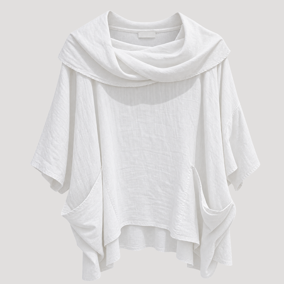 Leontine | Top Donna Oversize con Collo Drappeggiato e Tasche