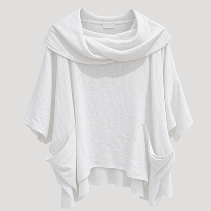 Leontine | Top Donna Oversize con Collo Drappeggiato e Tasche