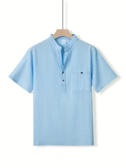 Giorgio | Camicia henley a maniche corte con taschino da uomo