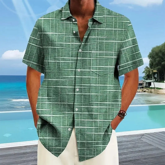 Massimo | Camicia a quadri con taschino e maniche corte da uomo