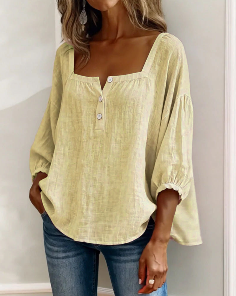 Isotta | Blusa scollo quadrato maniche a lanterna per donna