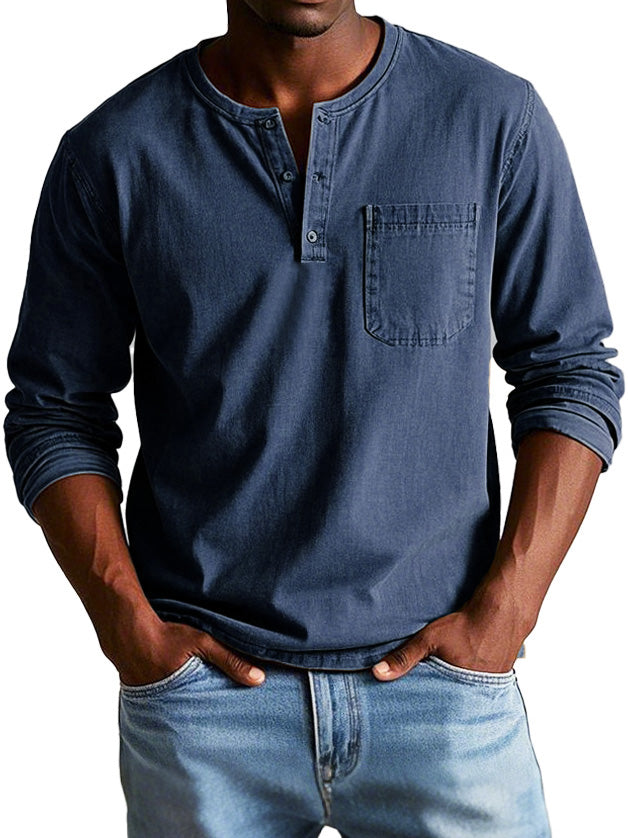 Gabriele | Maglia Henley a maniche lunghe con taschino da uomo