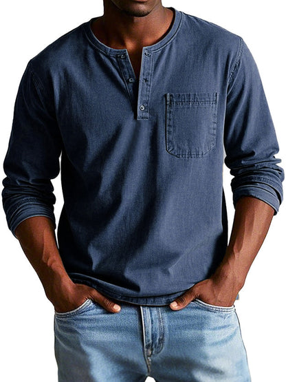 Gabriele | Maglia Henley a maniche lunghe con taschino da uomo