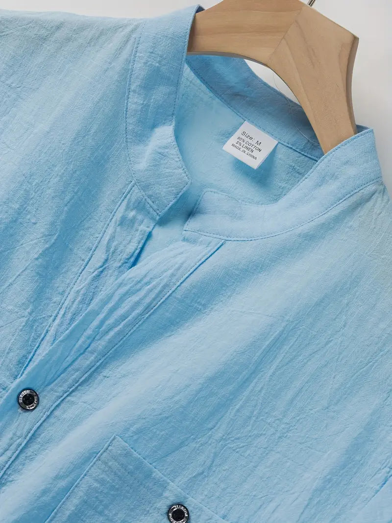 Giorgio | Camicia henley a maniche corte con taschino da uomo