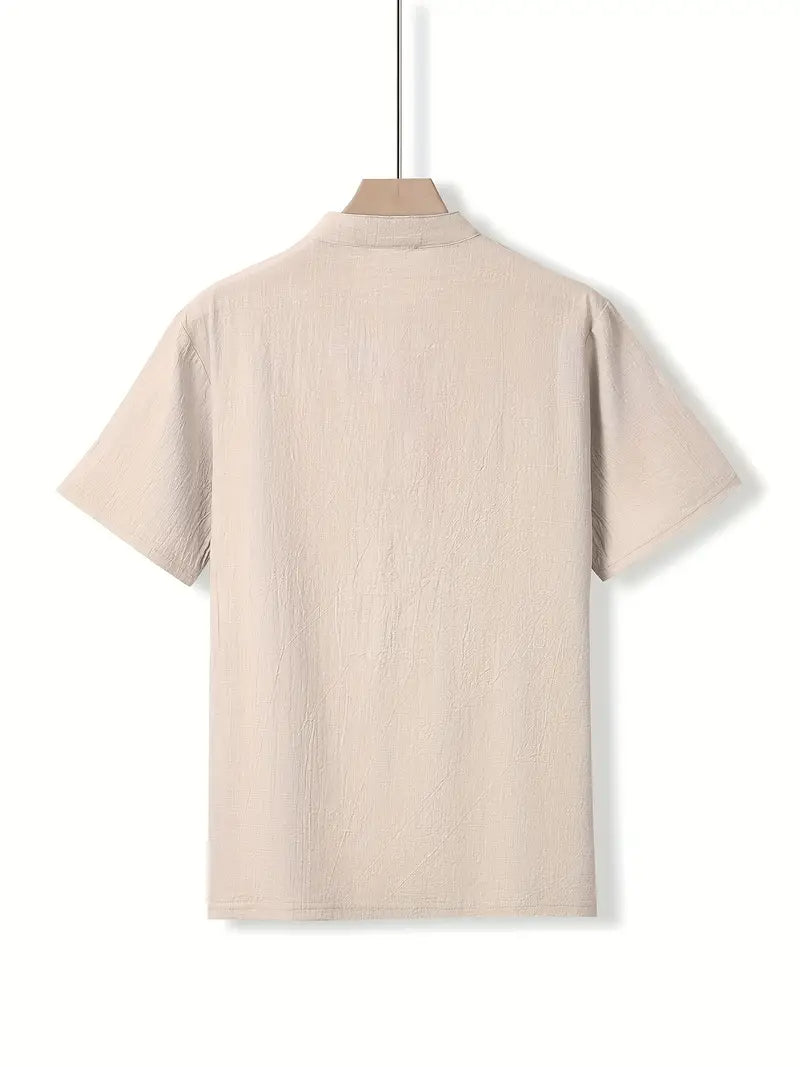 Giorgio | Camicia henley a maniche corte con taschino da uomo