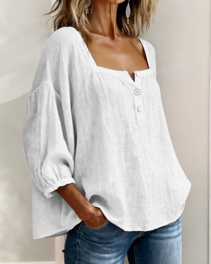 Isotta | Blusa scollo quadrato maniche a lanterna per donna