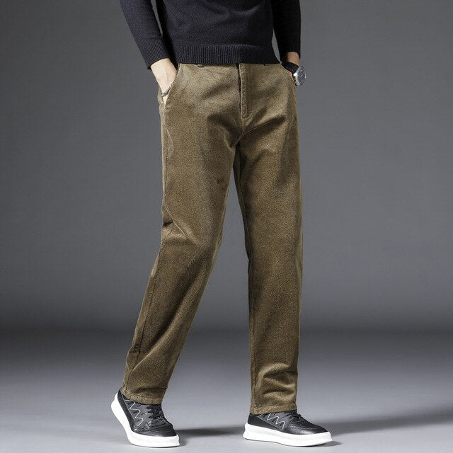 Marcello | Pantaloni effetto velluto a coste a vita media da uomo