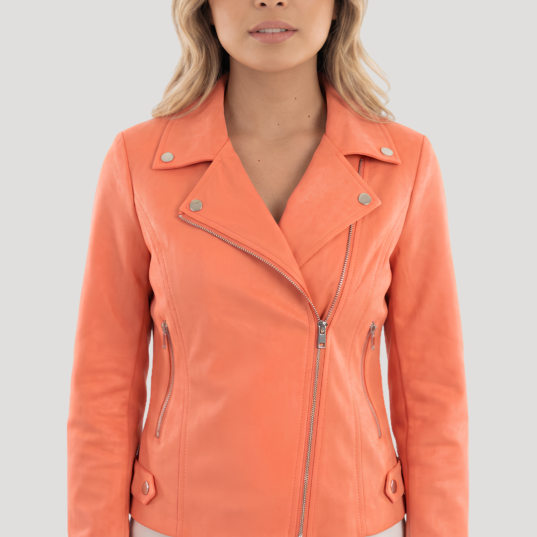 Gisele | Giacca Biker Donna con Chiusura Zip Asimmetrica