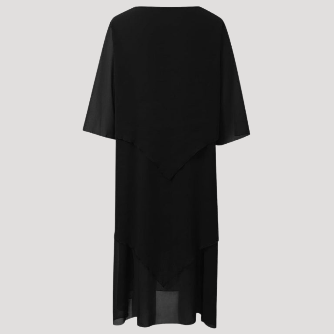 Manuela | Robe Midi Donna da Cerimonia in Mousseline Sovrapposta