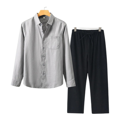Ernesto | Completo camicia a maniche lunghe e pantaloni con coulisse da uomo