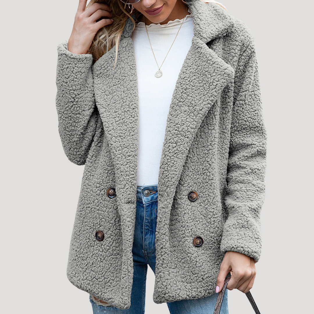 Clemence | Cappotto Teddy Donna Testurizzato con Collo Revers