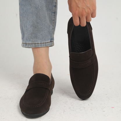 Pasquale | Mocassini penny loafer effetto camoscio sintetico da uomo