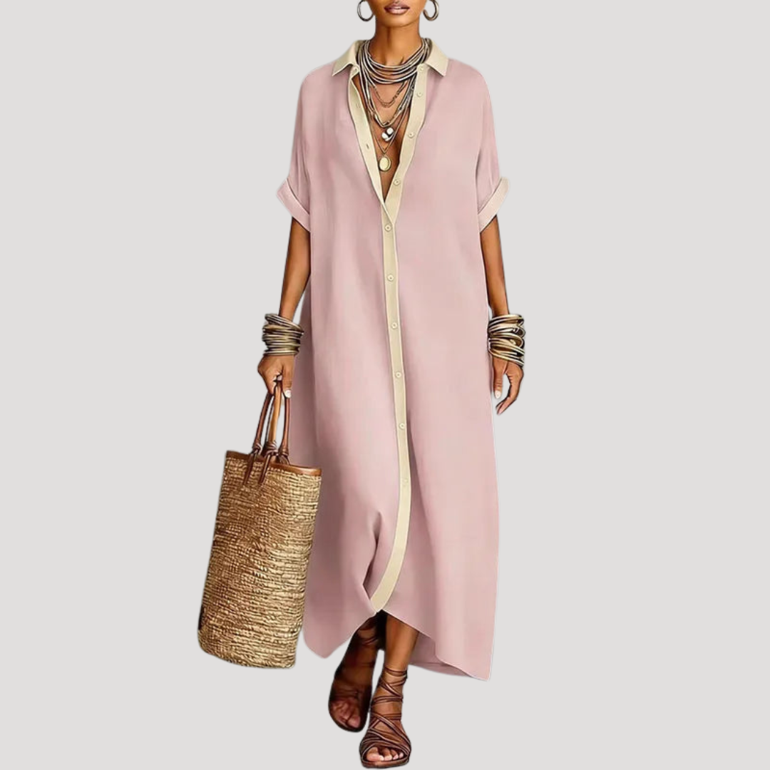 Carine | Abito Lungo Donna Bohemien Collo Camicia Ampio