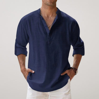 Francesco | Camicia Henley a maniche lunghe con collo alla coreana da uomo