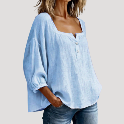 Ana | Blusa Donna Collo Quadrato Bottone Casual