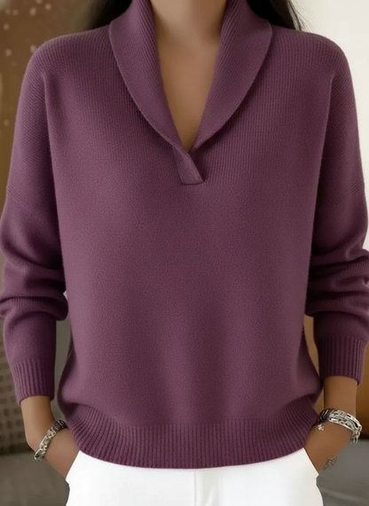 Silvia | Pullover con Scollo a V e Collo Sciallato per Donna