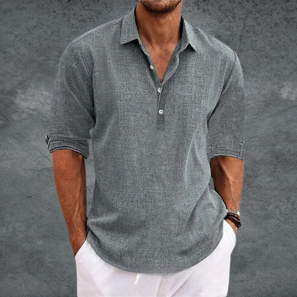Lorenzo | Camicia henley a maniche lunghe con colletto da uomo