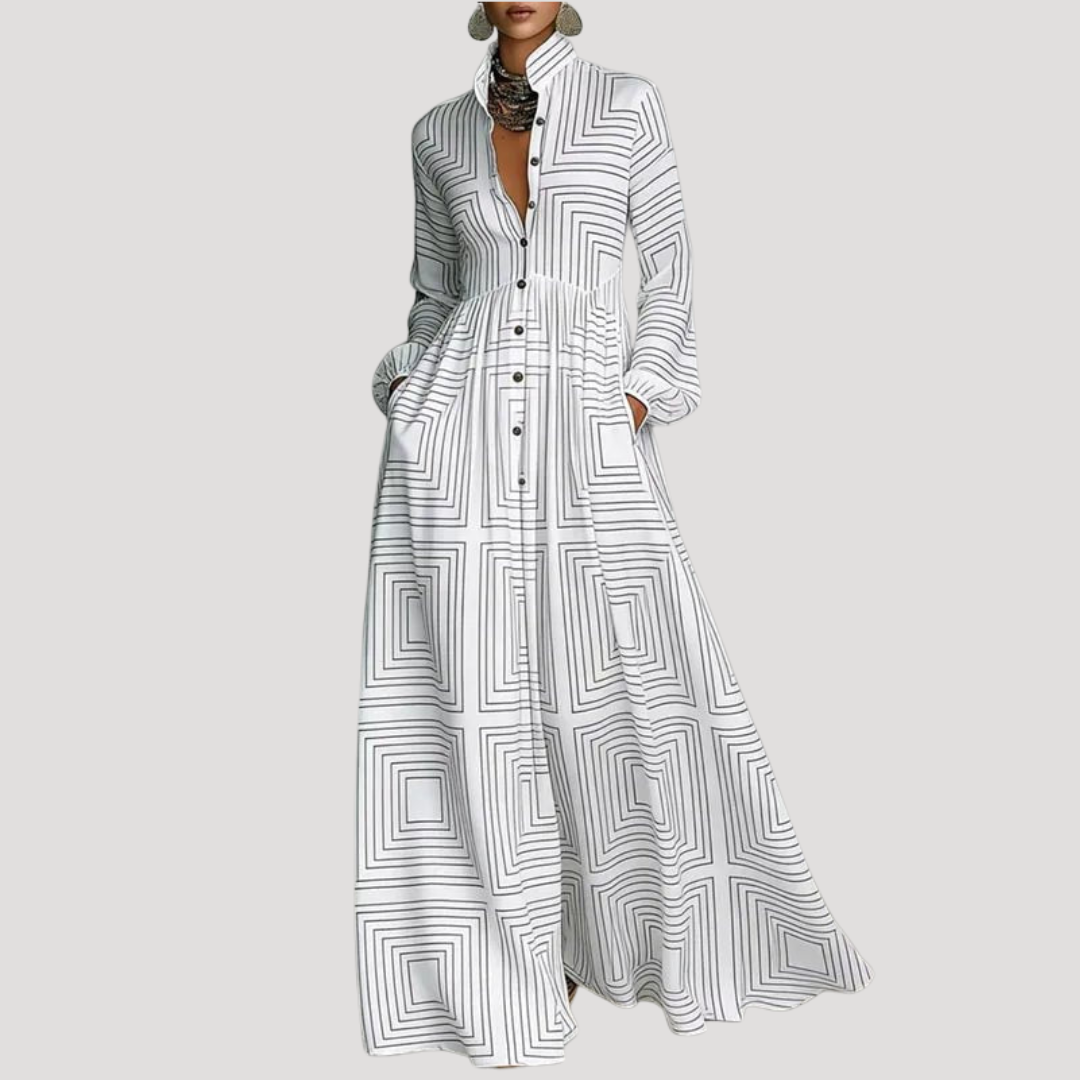 Jeanne | Robe Lunga Elegante Donna Con Bottoni