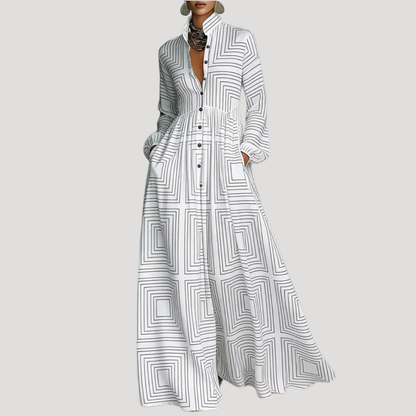 Jeanne | Robe Lunga Elegante Donna Con Bottoni