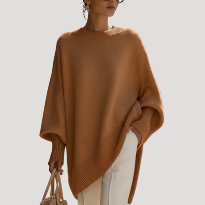 Genevieve | Poncho Donna Asimmetrico Collo Rotondo Elegante