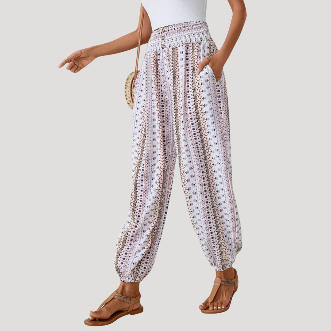 Carla | Pantaloni Donna Taglia Elastico Stampa Casual