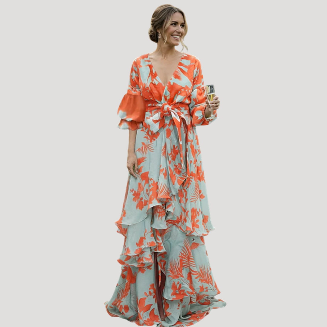 Anna | Robe Lunga Floreale Elegante Donna Per Matrimonio