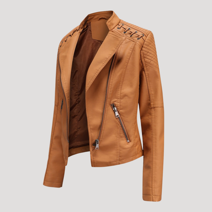 Oriane | Giacca Biker Donna Slim Fit con Dettagli Lacciati