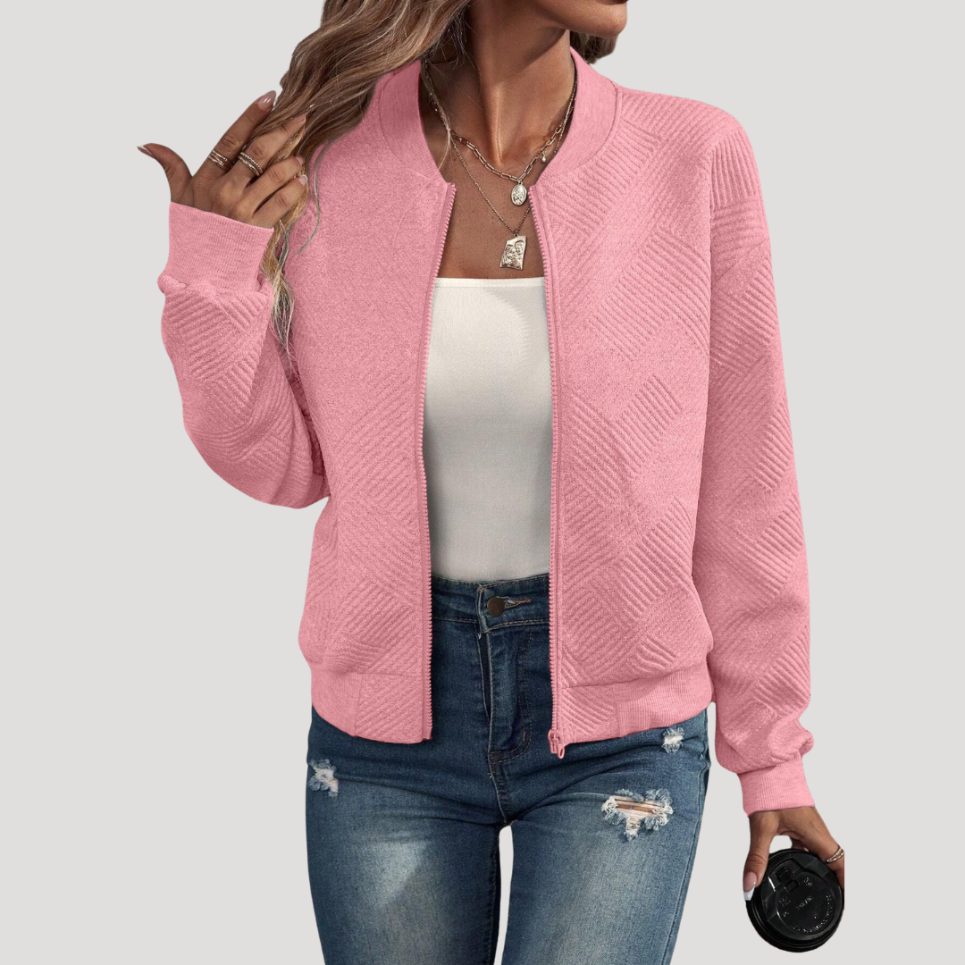 Nuria | Giacca Bomber Donna Texturizzata con Finiture a Coste